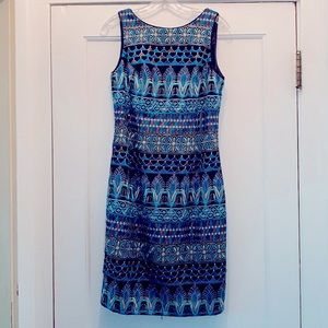 White House Black Market embroidered sheath dress.